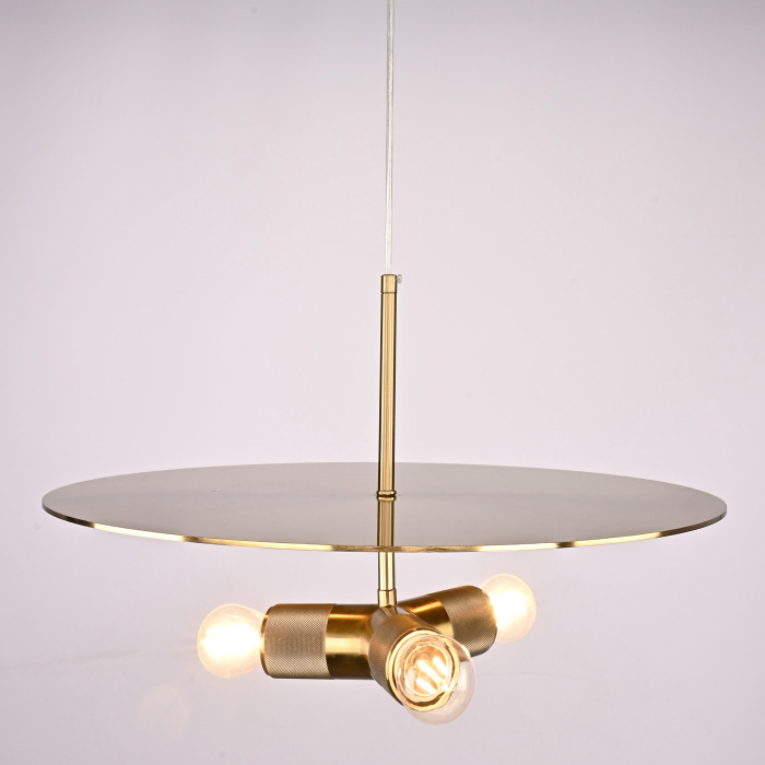 Люстра RH Utilitaire Disk Triple Pendant Brass ImperiumLoft