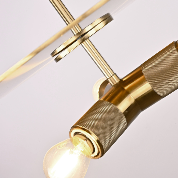 Люстра RH Utilitaire Disk Triple Pendant Brass ImperiumLoft