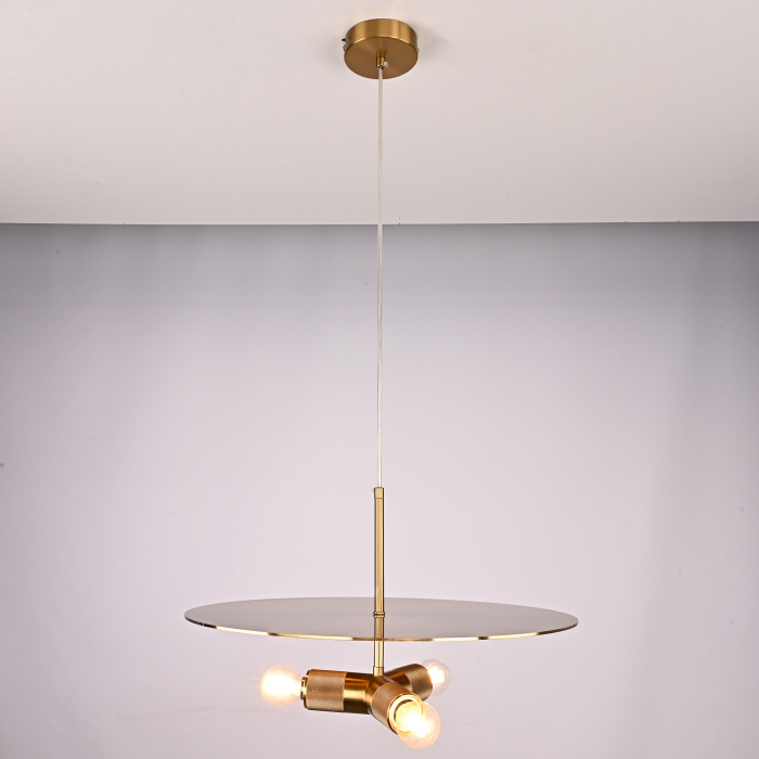 Люстра RH Utilitaire Disk Triple Pendant Brass ImperiumLoft