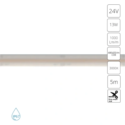 Светодиодная лента 24V 13W/m 3000К 5м IP67 Arte Lamp AQUA LANE A2448010-01-3K