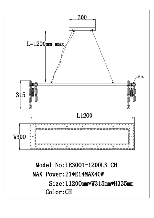 Подвесная люстра Leon Elien LE3001/1200LS CH