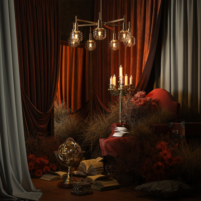 Люстра на штанге Freya Fero FR5366CL-07BS