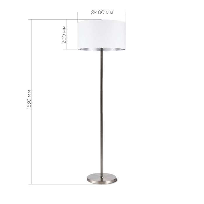 Светильник напольный Никель/Белый, Серебристый E27 1*40W SLE300555-01