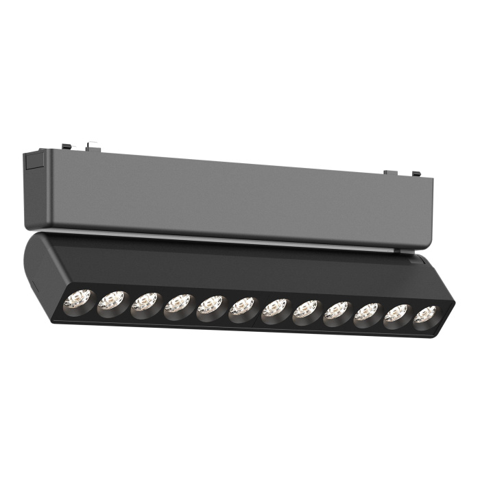 Магнитный трековый светильник Черный LED 1*12W 3000K 710Lm Ra>90 IP20 L230xW26xH80 48V ST675.436.12