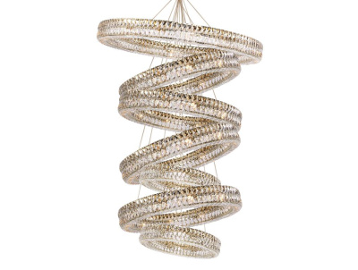 Вертикальная композиция 10120 из семи колец шириной в один хрусталь золото №29 Newport