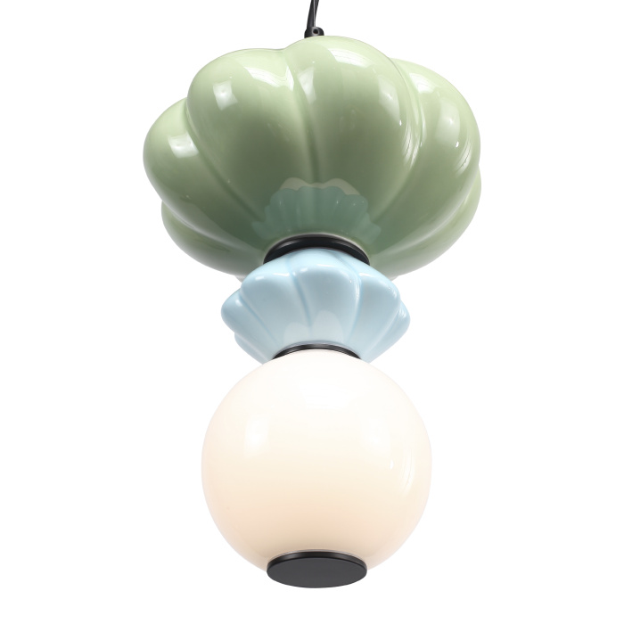 Светильник подвесной ST-Luce черный/зелёный,Синий, опаловый LED 1*8W 3000K SL6134.403.01