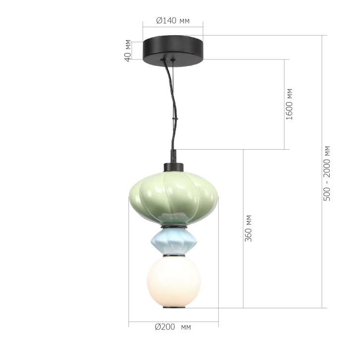 Светильник подвесной ST-Luce черный/зелёный,Синий, опаловый LED 1*8W 3000K SL6134.403.01