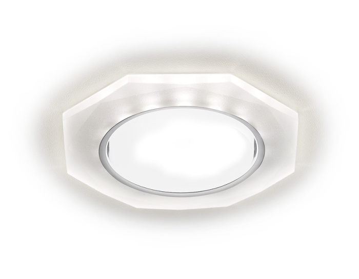 Встраиваемый точечный светильник GX53 с LED подсветкой Ambrella light G216 CH/WH