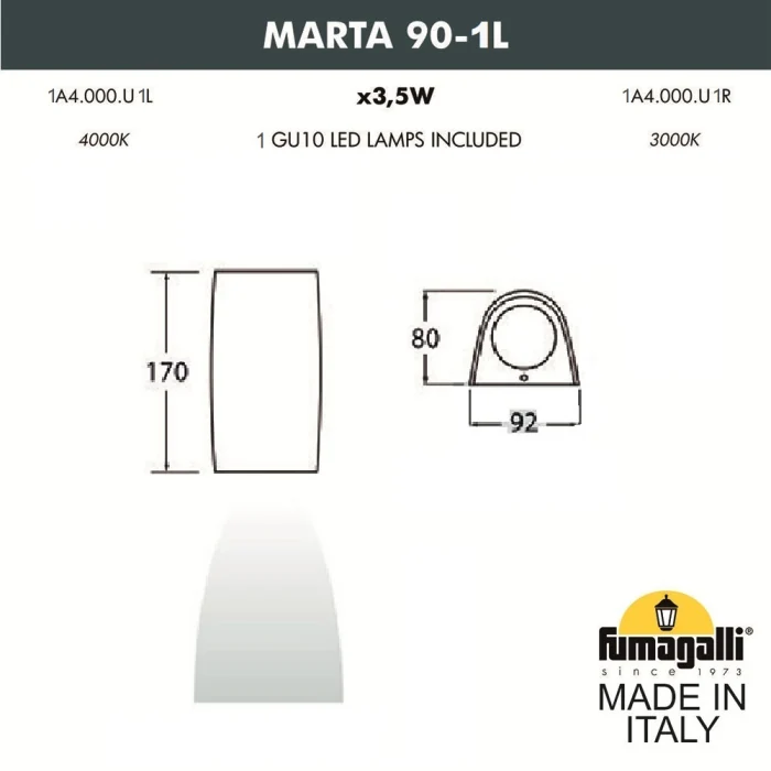 Фасадный светильник FUMAGALLI MARTA 90-1L 1A4.000.000.LXU1L