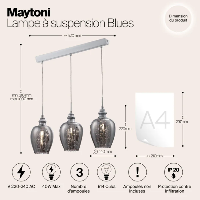 Подвесная люстра Maytoni Blues MOD033-PL-03-N