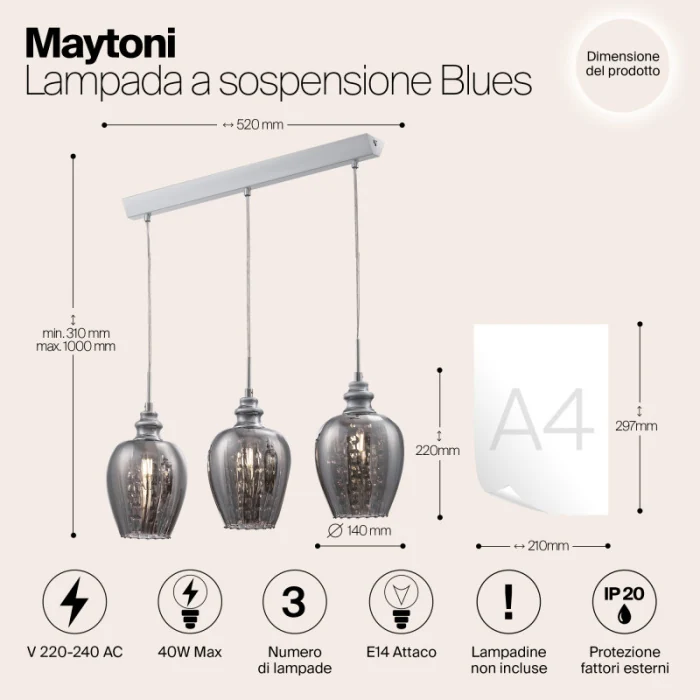 Подвесная люстра Maytoni Blues MOD033-PL-03-N