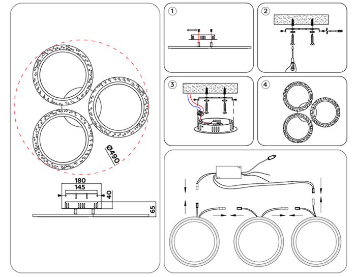 Потолочный светодиодный светильник с пультом Ambrella light FA4050