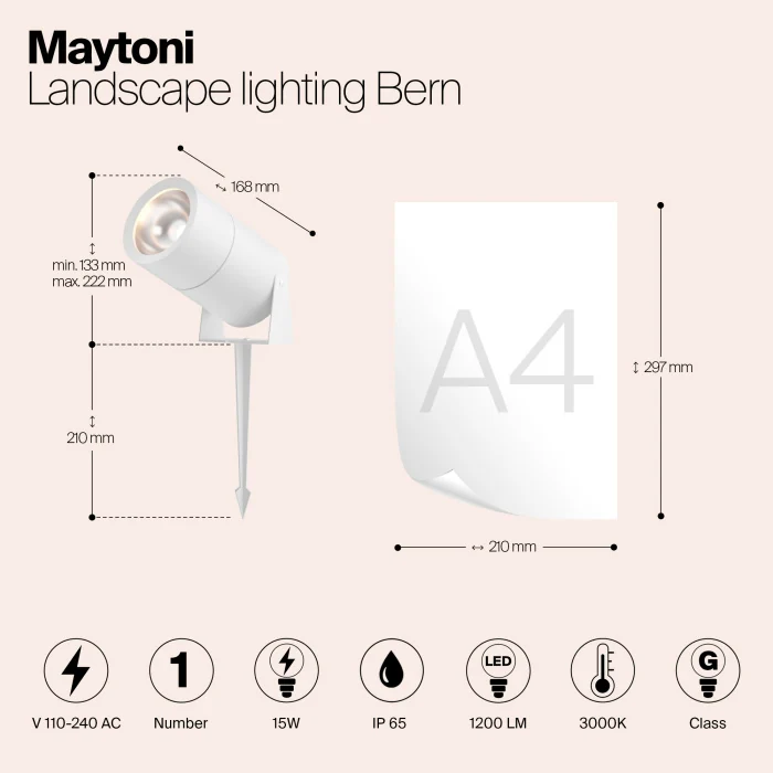 Ландшафтный светильник Maytoni Bern O050FL-L15W3K