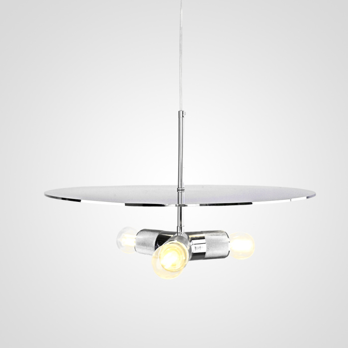 Люстра RH Utilitaire Disk Triple Pendant Silver ImperiumLoft