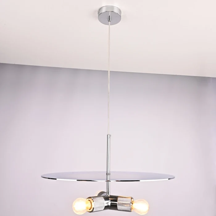 Люстра RH Utilitaire Disk Triple Pendant Silver ImperiumLoft