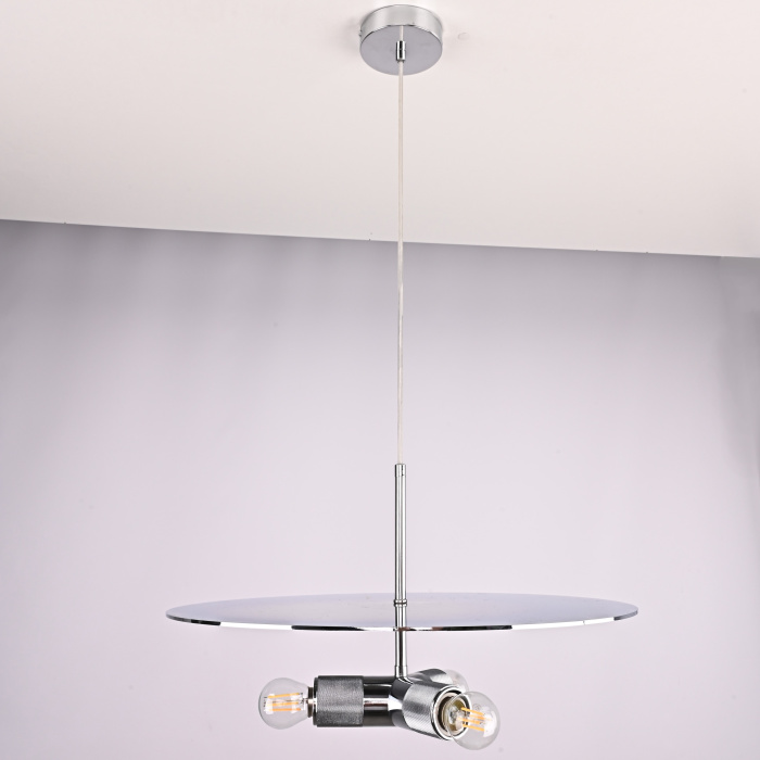 Люстра RH Utilitaire Disk Triple Pendant Silver ImperiumLoft
