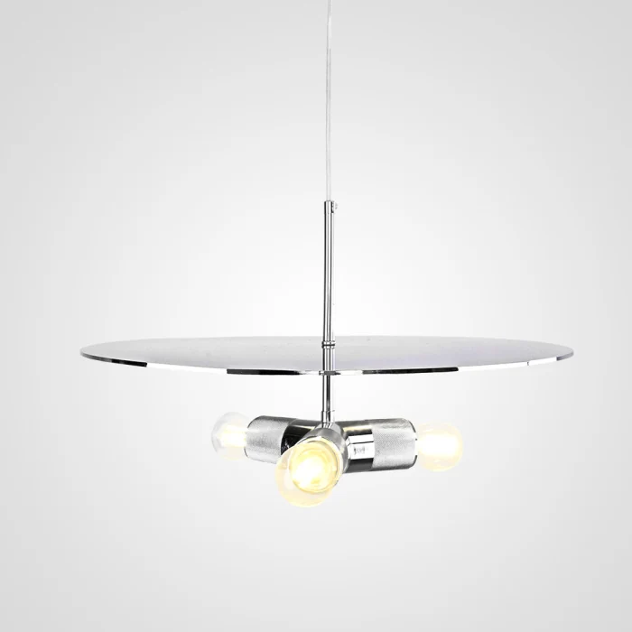 Люстра RH Utilitaire Disk Triple Pendant Silver ImperiumLoft