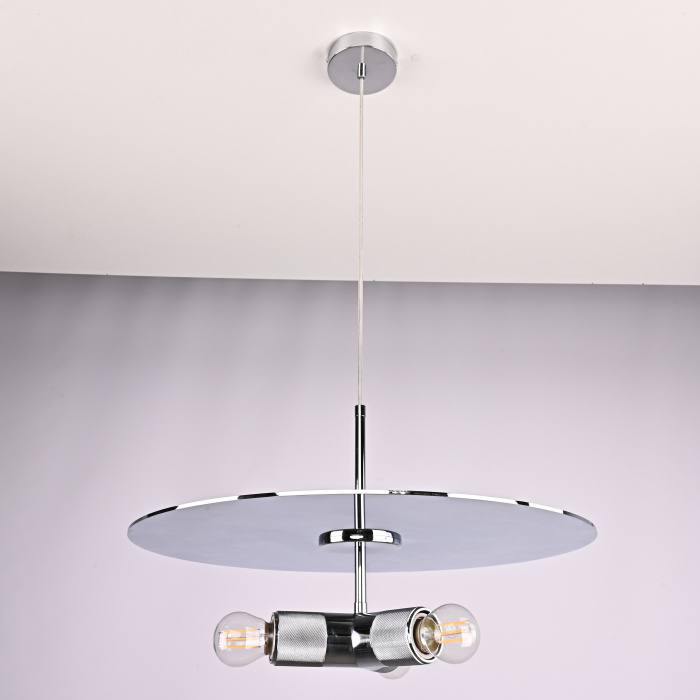 Люстра RH Utilitaire Disk Triple Pendant Silver ImperiumLoft