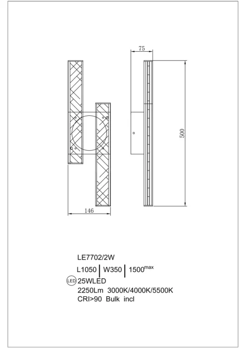 Настенный светильник Leon Christine LE7702/2W Black Chrome