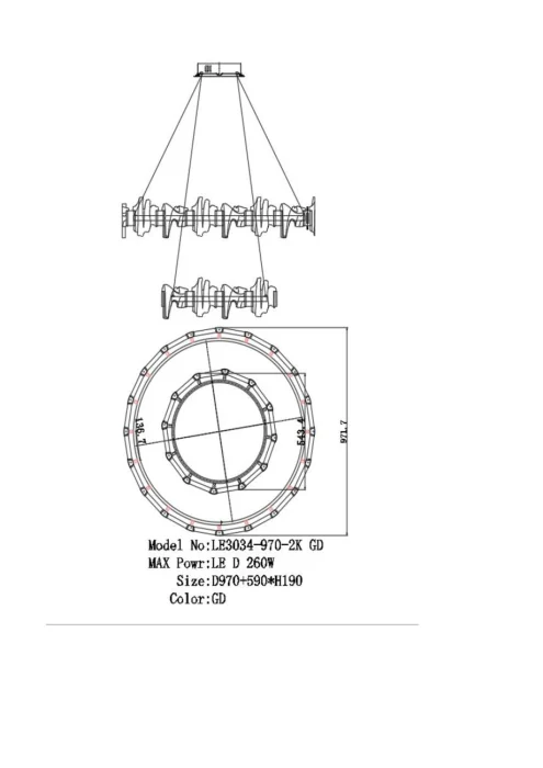 Подвесной светильник Leon Jamila LE3034/770-2K GD