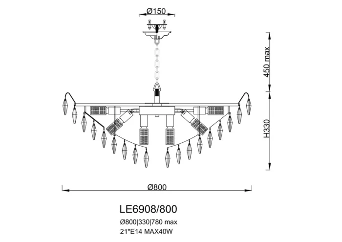 Подвесная люстра Leon Florence LE6908/800 GD