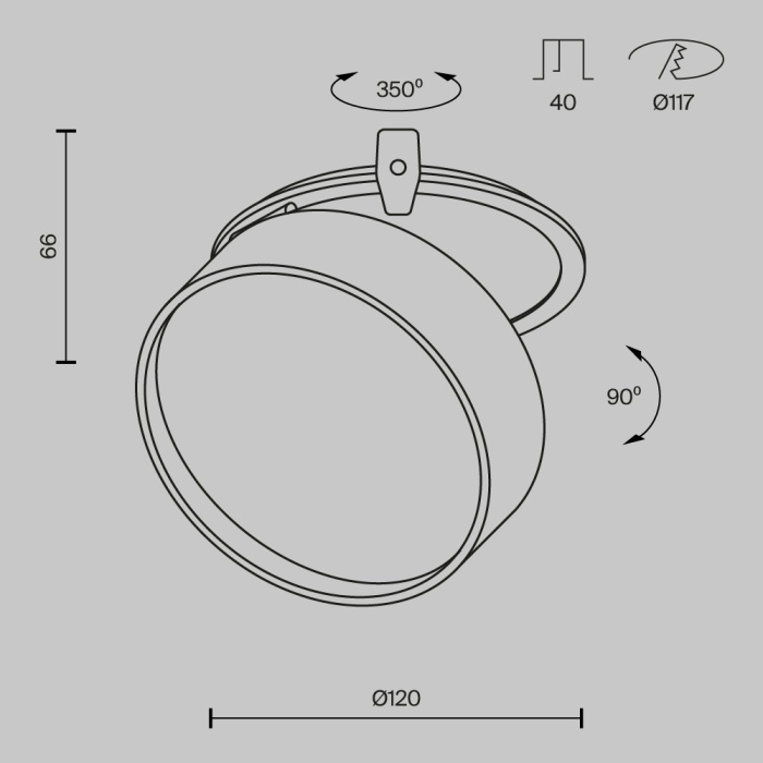 Встраиваемый светильник Maytoni ONDA DL024-18W4K-B