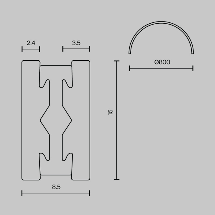 Шинопровод полукруг Maytoni Busbar trunkings Flarity TRX154-SR-D800-PT