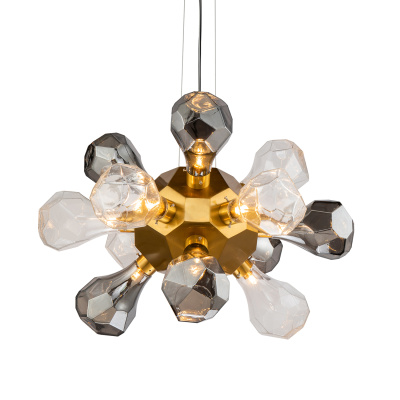 Подвесная люстра Delight Collection KR1197 KR1197P-12 brass, smoky/clear