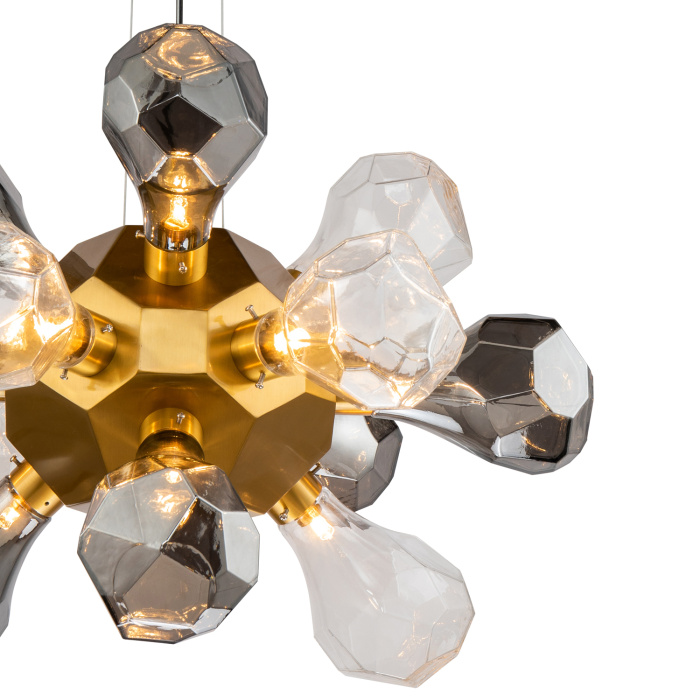 Подвесная люстра Delight Collection KR1197 KR1197P-12 brass, smoky/clear