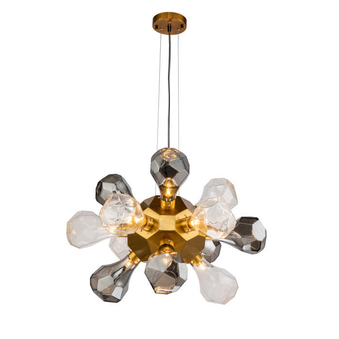 Подвесная люстра Delight Collection KR1197 KR1197P-12 brass, smoky/clear