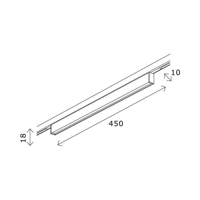 Магнитный трековый светильник Черный LED 1*12W 4000K 320Lm Ra>80 100° IP20 L450xW10xH18 ST665.446.12