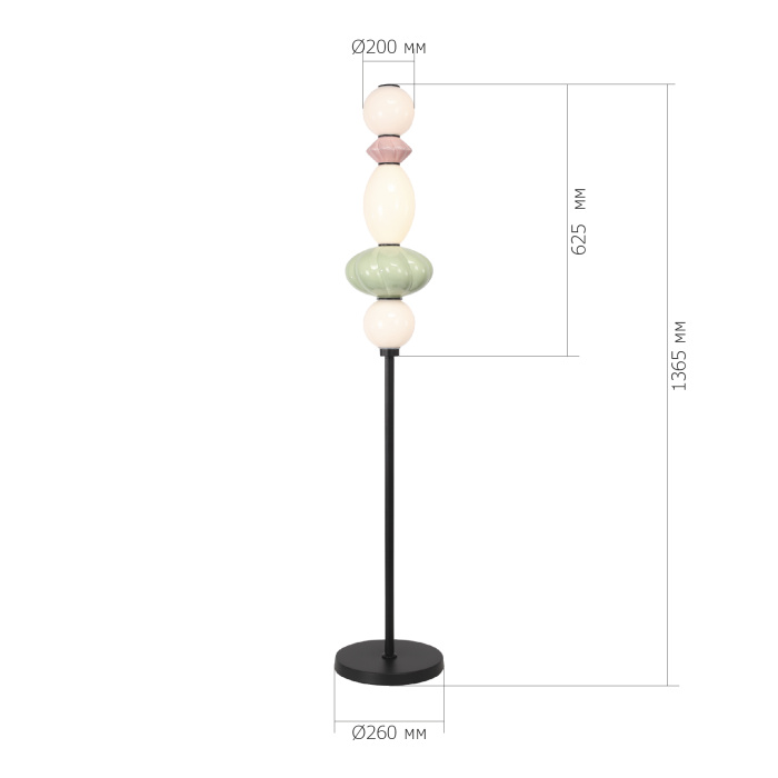 Светильник напольный ST-Luce черный/розовый, зелёный, опаловый LED 1*20W 3000K SL6134.405.01
