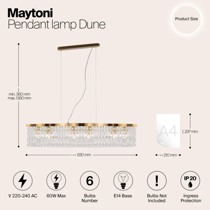 Подвесная люстра Maytoni DIA005PL-06G