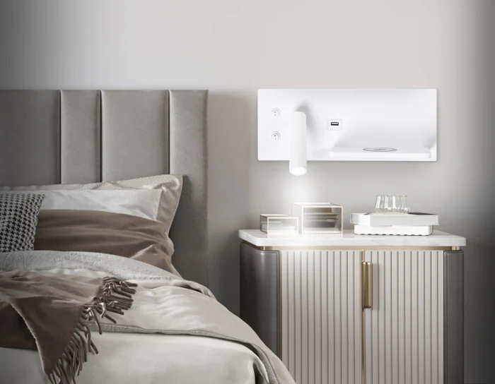 Настенный поворотный светодиодный светильник с выключателем, USB и беспроводной зарядкой Ambrella light FW2971