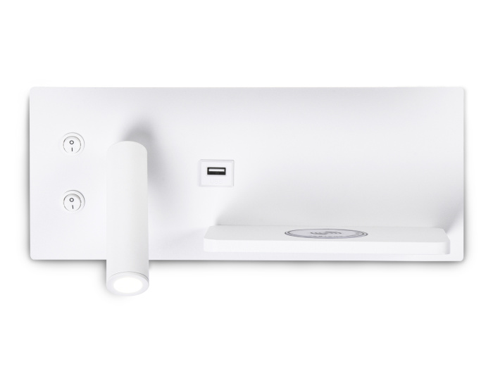 Настенный поворотный светодиодный светильник с выключателем, USB и беспроводной зарядкой Ambrella light FW2971