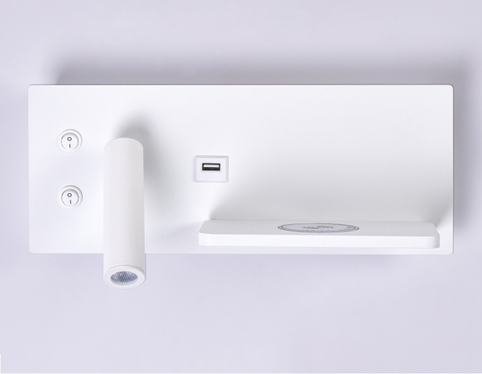 Настенный поворотный светодиодный светильник с выключателем, USB и беспроводной зарядкой Ambrella light FW2971