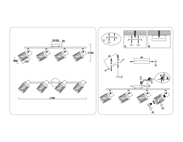 Настенно-потолочный спот в стиле лофт AMBRELLA light TR8670