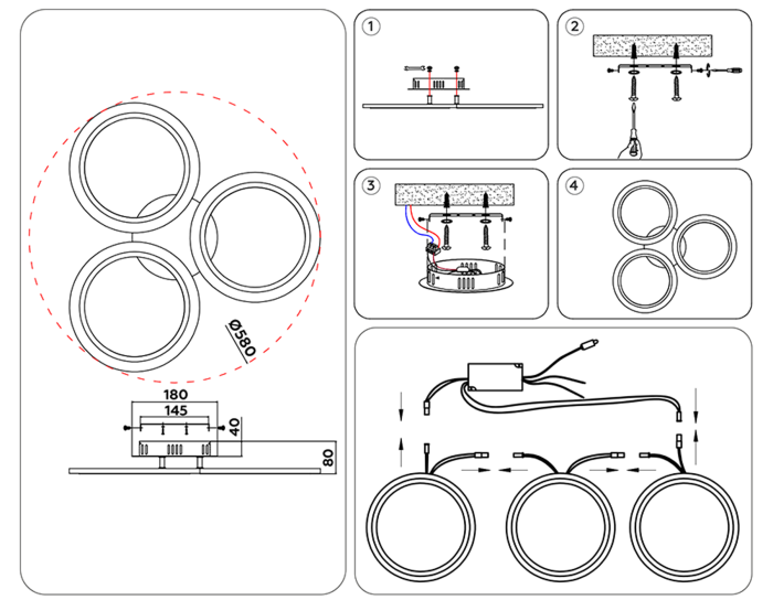 Потолочный светодиодный светильник с пультом Ambrella light FA4052