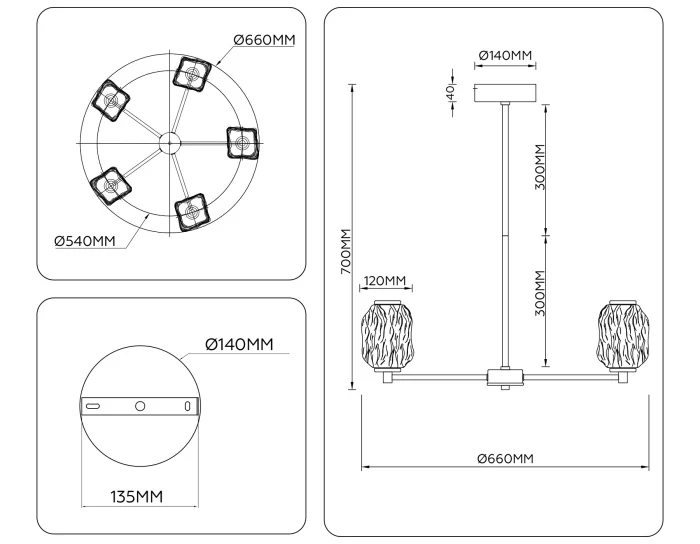 Люстра на штанге HIGH LIGHT AMBRELLA LIGHT LH30104