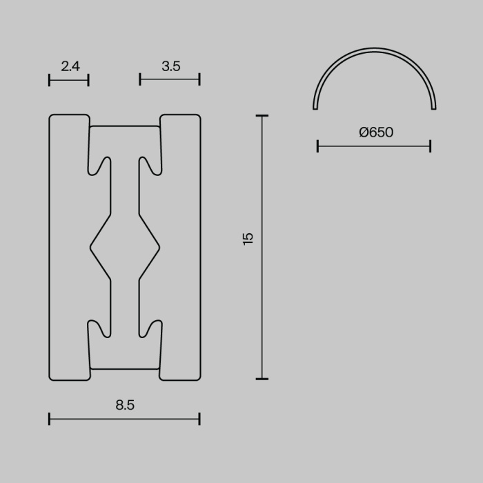 Шинопровод полукруг Maytoni Busbar trunkings Flarity TRX154-SR-D650-PT