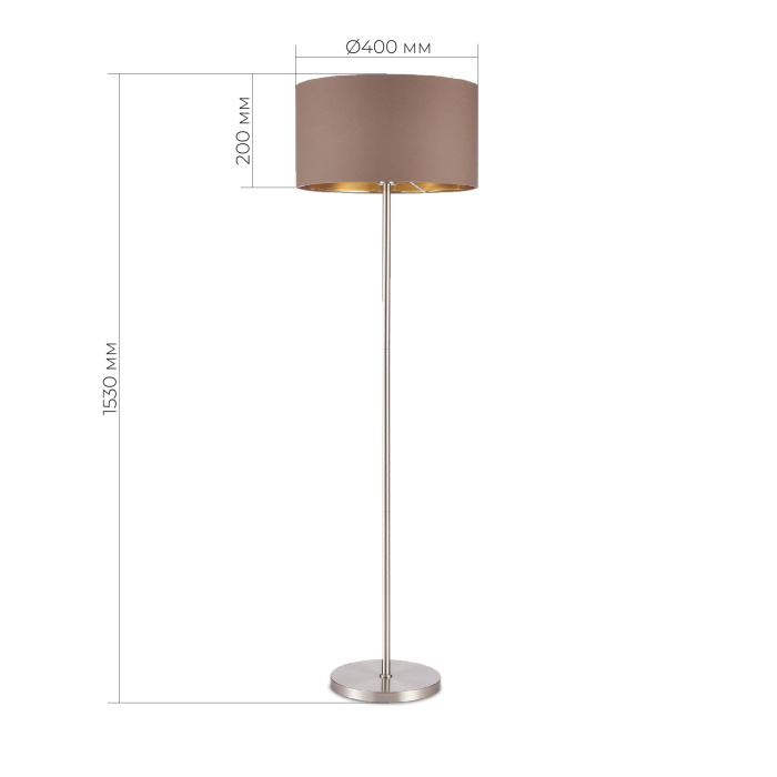 Светильник напольный Никель/Темно-бежевый, Золотистый E27 1*40W SLE300575-01