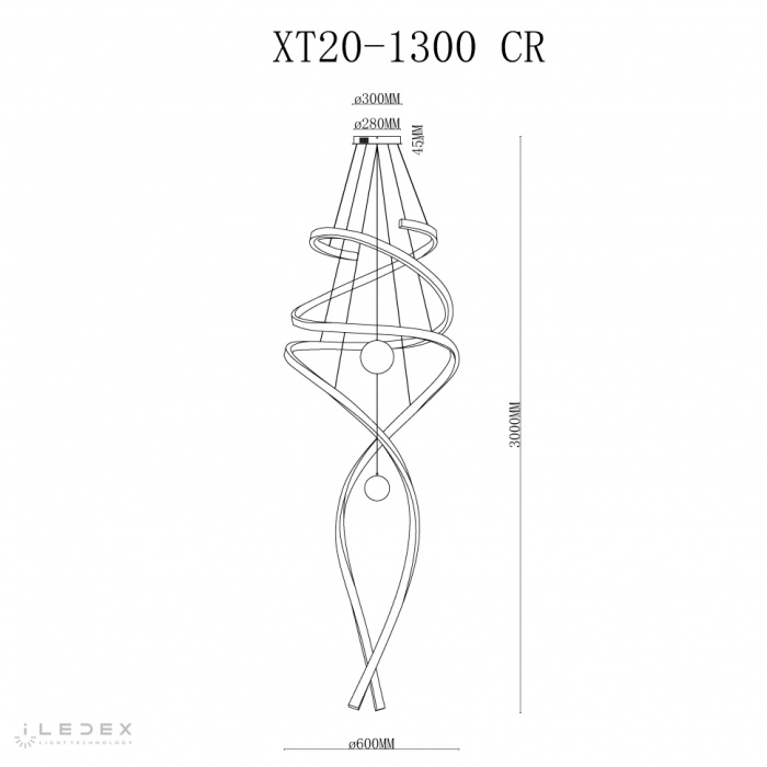 Светильник подвесной iLedex Axis XT20-1300 CR