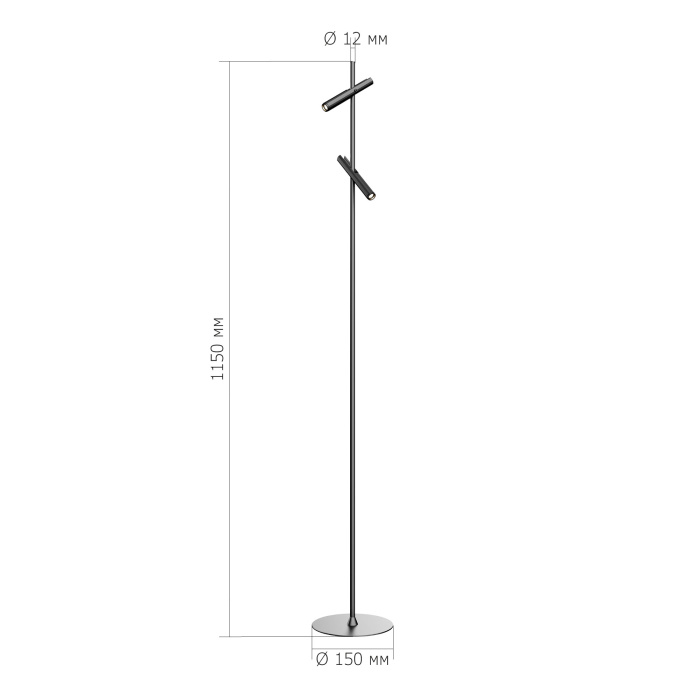 Светильник напольный ST-Luce Черный/Черный, Золотистый LED 2*3W 3000K SL6210.405.02