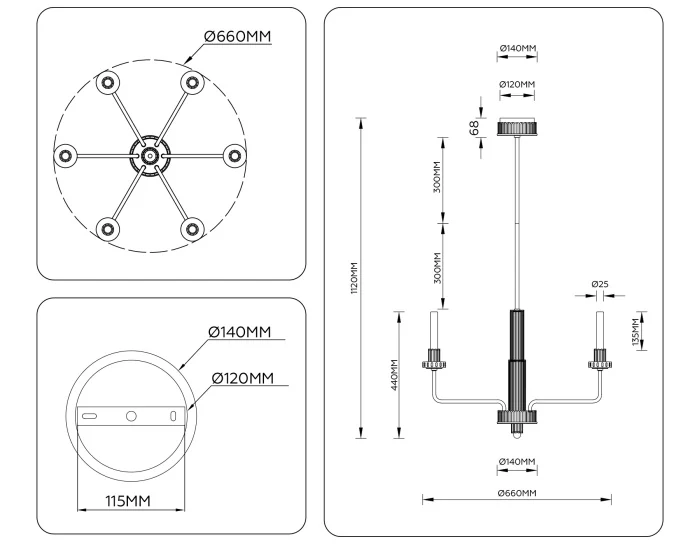 Люстра на штанге HIGH LIGHT AMBRELLA LIGHT LH53124