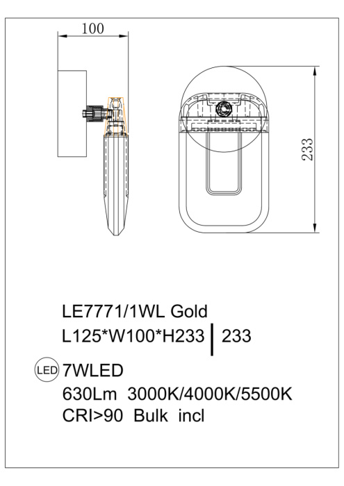 Настенный светильник Leon Natali LE7771/1WL Gold