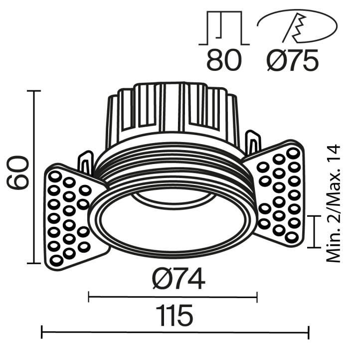 Встраиваемый светильник Maytoni Round DL058-12W3K-TRS-B