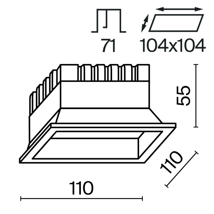 Встраиваемый светильник Maytoni Okno DL056-12W3-4-6K-W