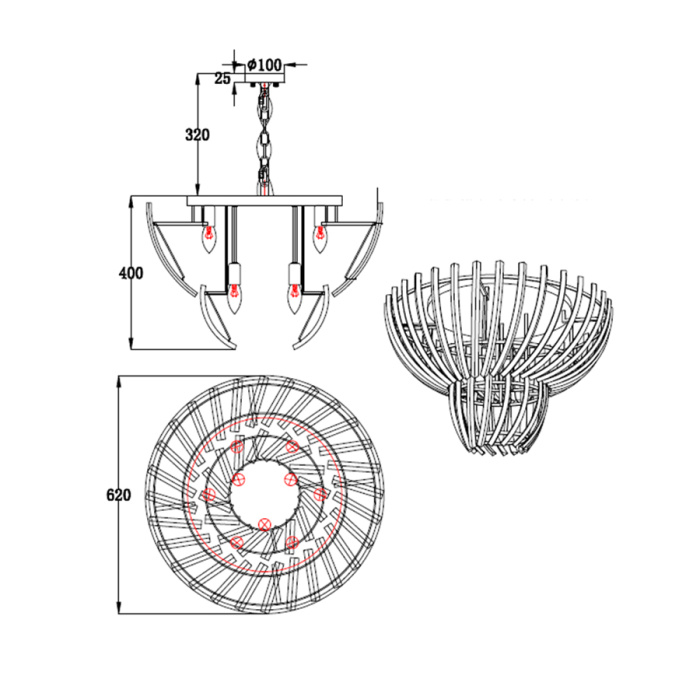 Подвесная люстра Delight Collection Calligo 4424-600 ti-gold/amber