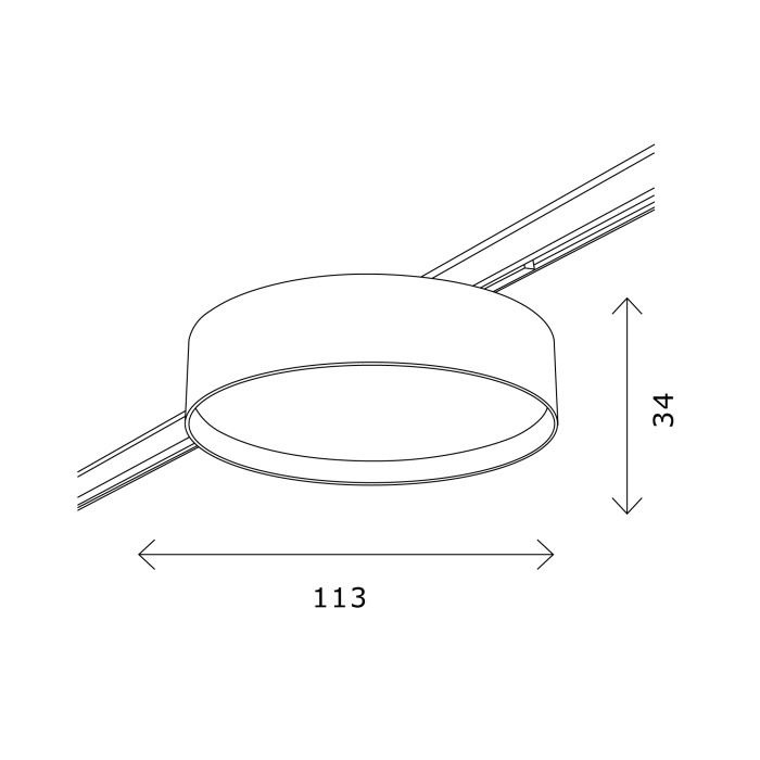 Магнитный трековый светильник Черный LED 1*12W 4000K 500Lm Ra>80 100° IP20 D113xH34 24V ST670.446.12