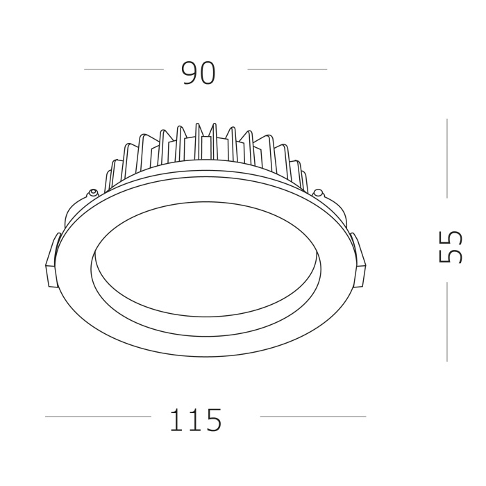 Светильник встраиваемый Белый LED 1*12W 3000K 960Lm Ra80 100° IP44 D115xH47 100-240VV ST752.538.12